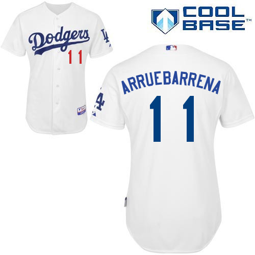 Erisbel Arruebarrena #11 MLB Jersey-L A Dodgers Men's Authentic Home White Cool Base Baseball Jersey